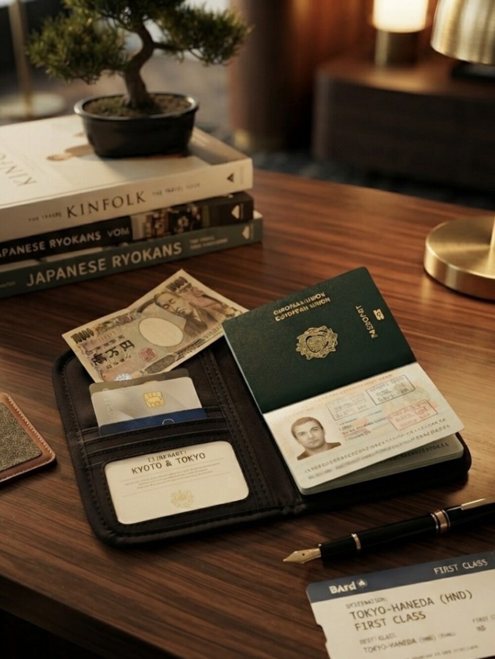 Black Fabric Travel Document Organizer